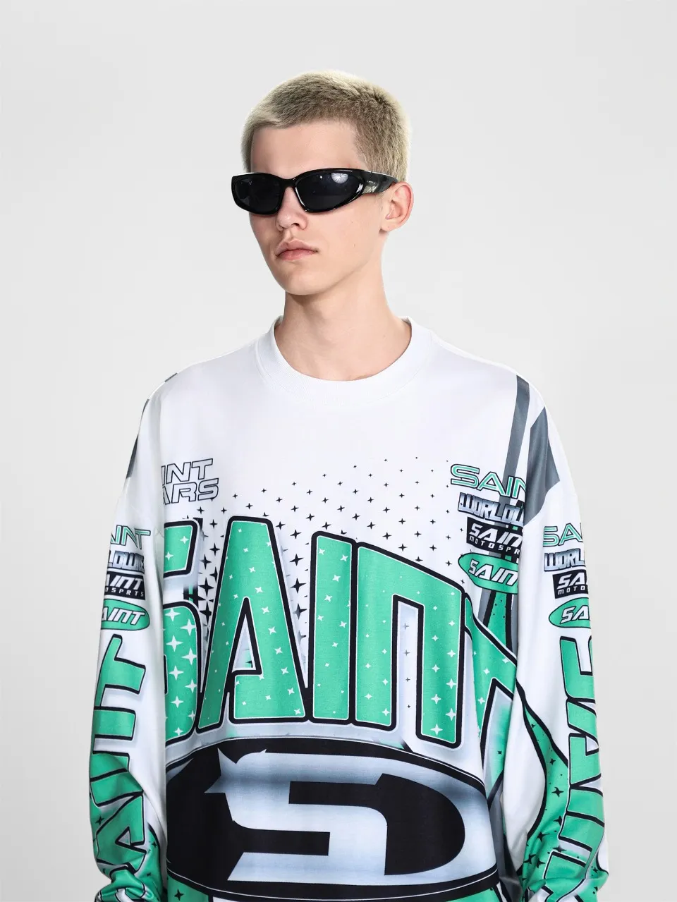 Saint michael tears all-over printed long-sleeved vintage autumn and winter T-shirt Style number: 114 Size: M L XL Wholesale price: 136 Color: Picture color